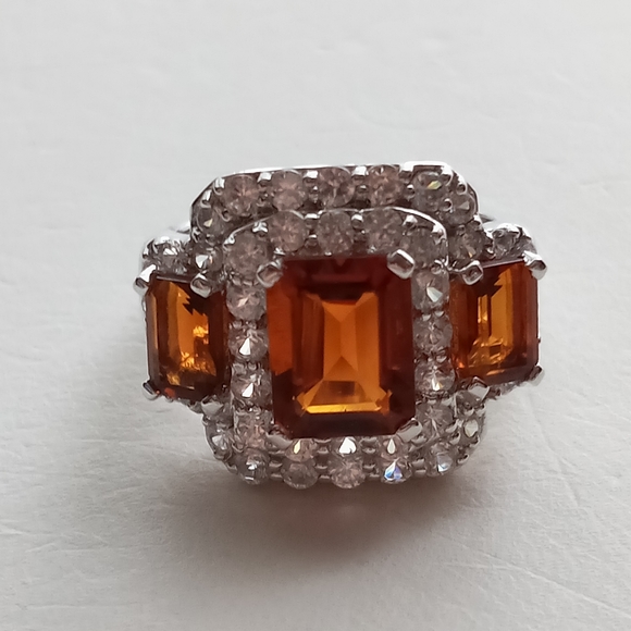 Sterling Silver Cocktail ring, red gemstone sz 7.25 - Picture 5 of 10